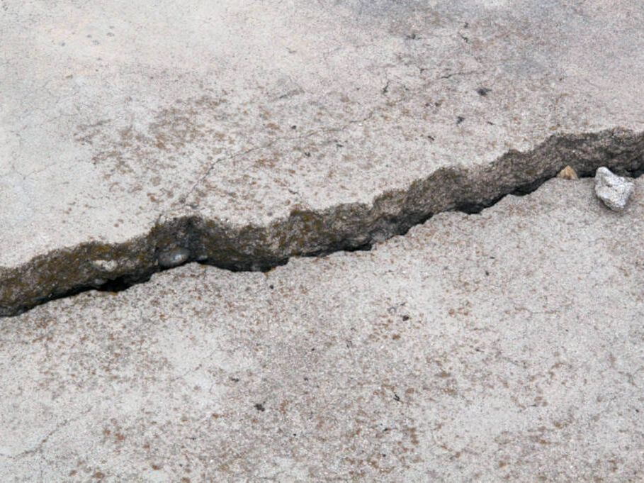 A large crack in the concrete 