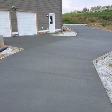 Freshly finished concrete driveway 